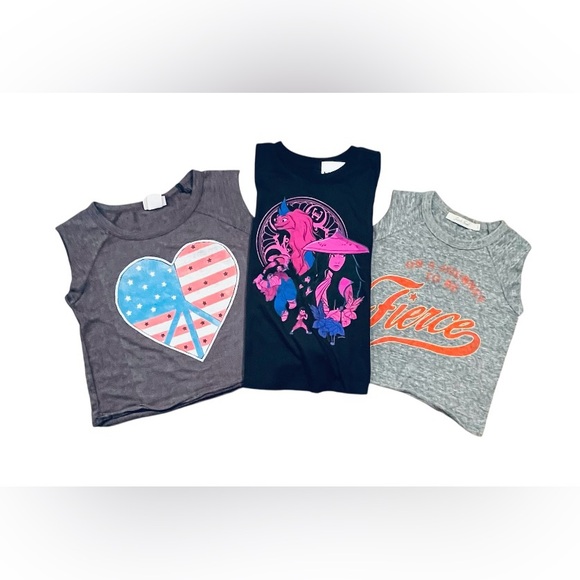 NWT/NWOT Disney Raya & Junk Food Girls Graphic Muscle & Tee Shirt Bundle 3pc - Picture 1 of 16